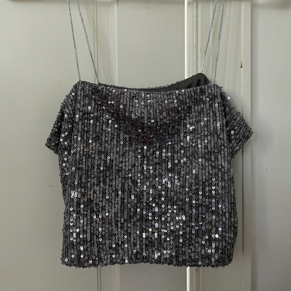 By together silver sequin tank
